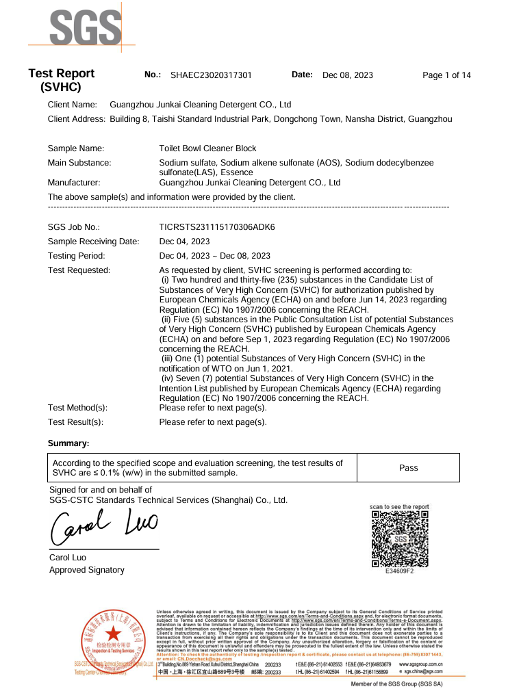 SGS Certificate